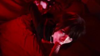 Gothic schoolgirl does deepthroat and rides cock